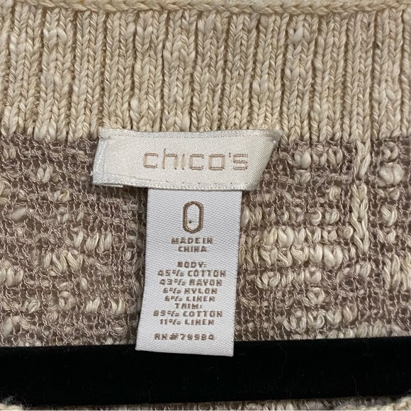 Chico’s Sleeveless Frosted Tank Sweater Neutral Combo Size 0/XS NWT - Picture 9 of 10